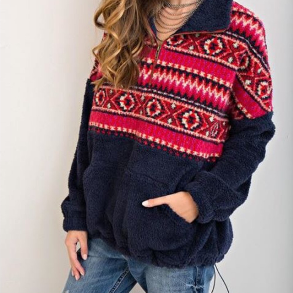 New in Package Fleece Fair Isle Pullover
